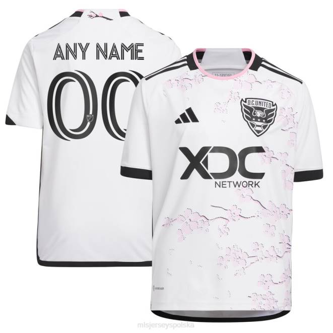 MLS Jerseys Dzieci DC United adidas White 2023 replika niestandardowej koszulki zestawu kwiat wiśni NN6X134 golf