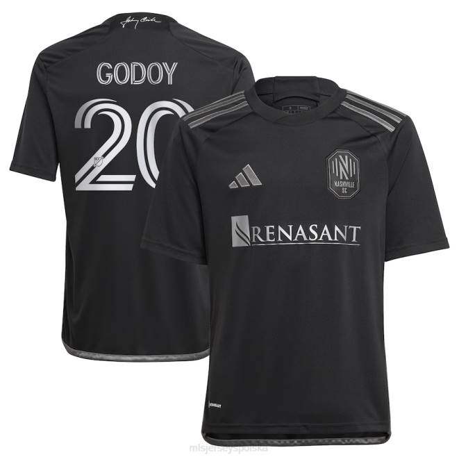 MLS Jerseys Dzieci replika koszulki gracza Nashville SC Anibal Godoy adidas Black 2023 w czarnym zestawie NN6X929 golf