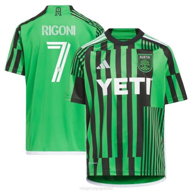 MLS Jerseys Dzieci Replika koszulki adidas Austin FC Emiliano Rigoni w kolorze zielonym 2023 Las Voces Kit NN6X1106 golf