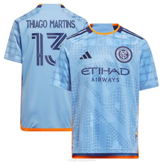 MLS Jerseys Dzieci New York City FC Thiago Martins adidas jasnoniebieski 2023 zestaw interboro replika koszulki gracza NN6X872 golf