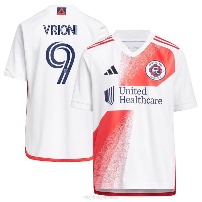 MLS Jerseys Dzieci Biała replika koszulki Adidas 2023 Rewolucja Nowej Anglii Giacomo Vrioni Adidas NN6X1131 golf