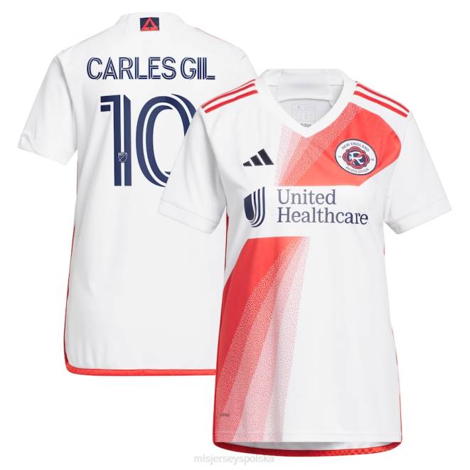 MLS Jerseys kobiety Biała replika koszulki Adidas Rewolucja Nowej Anglii Carlesa Gila adidas 2023 NN6X1215 golf