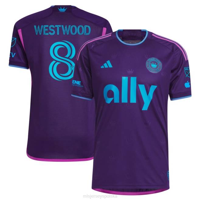 MLS Jerseys mężczyźni Charlotte FC Ashley Westwood adidas Purple 2023 Crown Jewel Kit, autentyczna koszulka NN6X717 golf