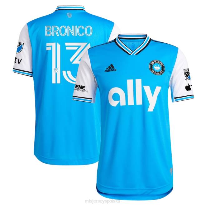MLS Jerseys mężczyźni Charlotte FC Brandt Brońco adidas niebieska 2023 nowo wybita, autentyczna koszulka zawodnika NN6X901 golf