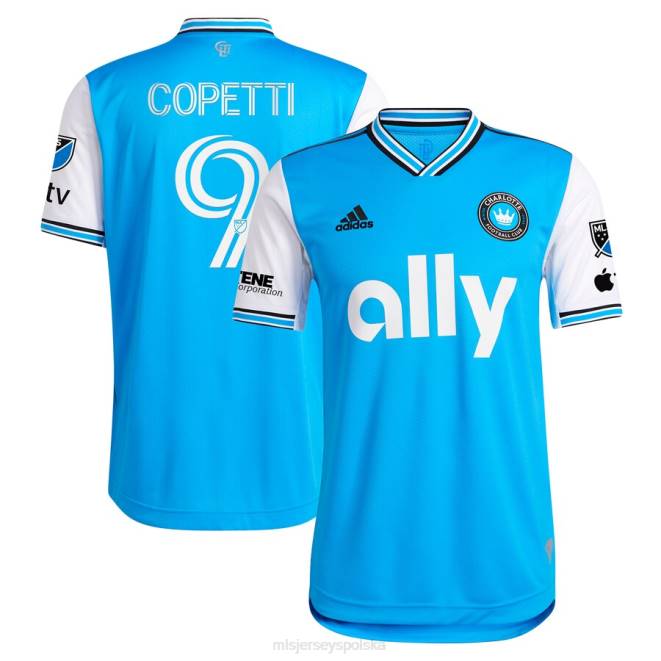 MLS Jerseys mężczyźni Charlotte FC Enzo Coetti adidas niebieska 2023 nowo wybita, autentyczna koszulka zawodnika NN6X1281 golf
