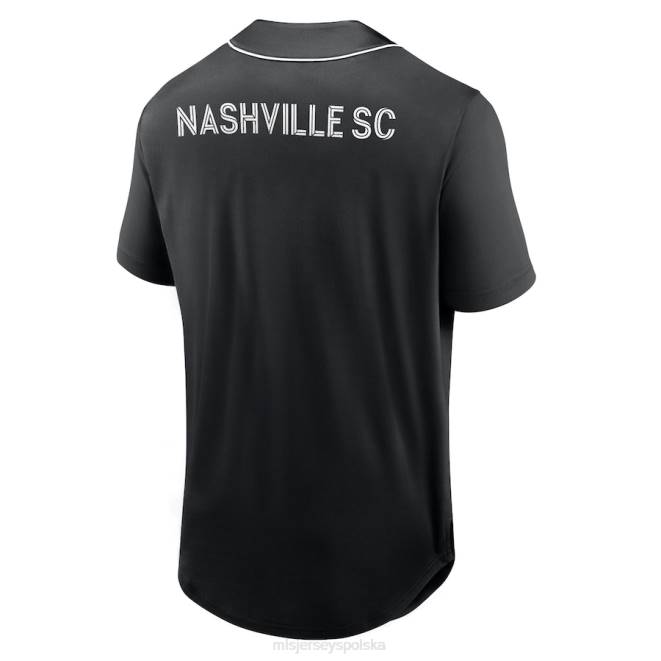 MLS Jerseys mężczyźni Czarna, modna koszulka baseballowa fanatyków Nashville SC z trzeciej epoki, zapinana na guziki NN6X133 golf