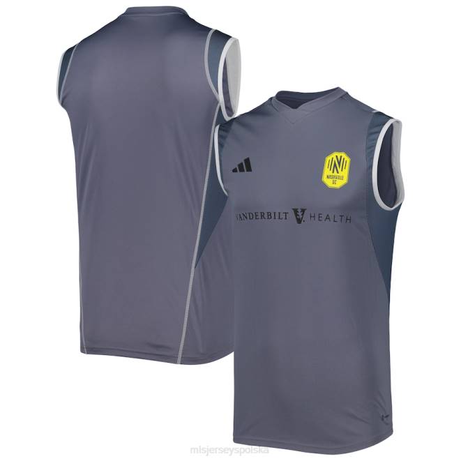 MLS Jerseys mężczyźni Szara koszulka treningowa adidas Nashville SC 2023 bez rękawów NN6X722 golf