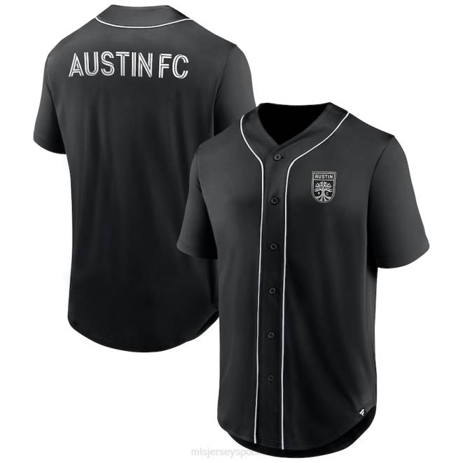 MLS Jerseys mężczyźni Czarna, zapinana na guziki koszulka baseballowa z logo Austin FC Fanatics NN6X80 golf