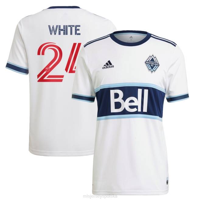 MLS Jerseys mężczyźni Vancouver Whitecaps FC Brian White Biała replika koszulki zawodnika Adidas z 2021 roku NN6X1451 golf