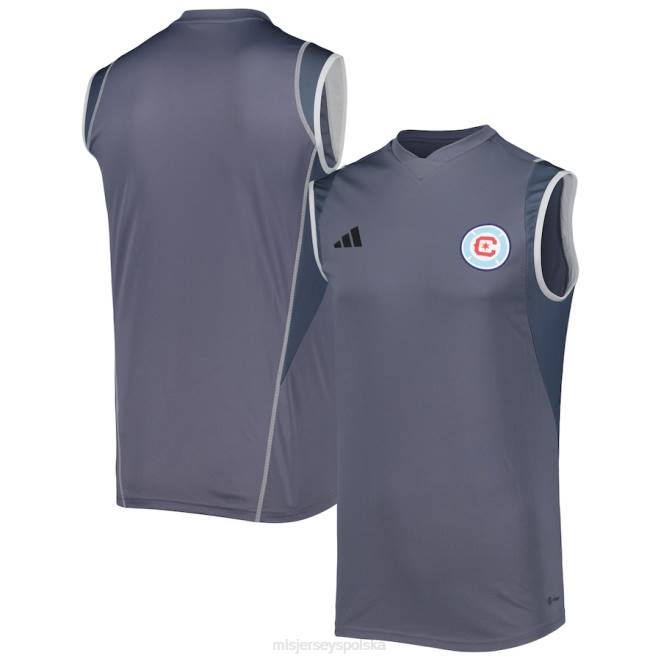 MLS Jerseys mężczyźni Chicago Fire Szara koszulka treningowa adidas 2023 na boisku bez rękawów NN6X926 golf
