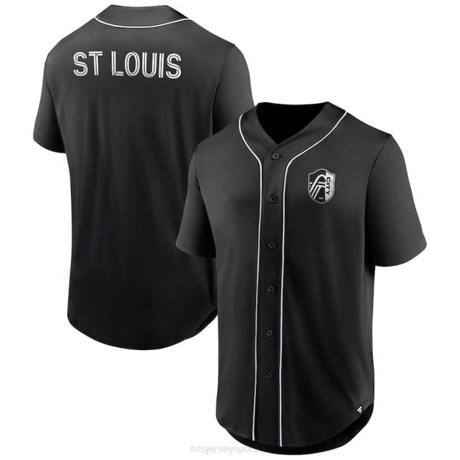 MLS Jerseys mężczyźni ul. Czarna, modna koszulka baseballowa Louis City SC fanatics z trzeciej epoki, zapinana na guziki NN6X76 golf